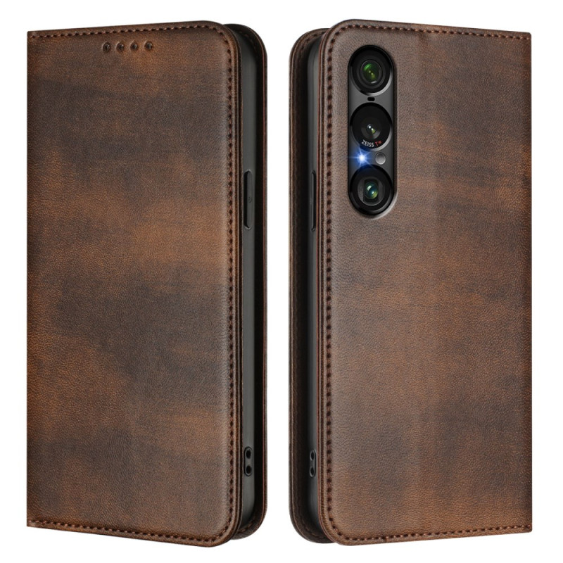 Flip Cover Sony Xperia 1 VII RFID-Schutz Retro-Design