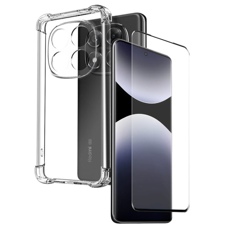 Xiaomi Redmi Note 14 Pro 4G Transparentes Cover mit Schutz aus gehärtetem Glas für das Display