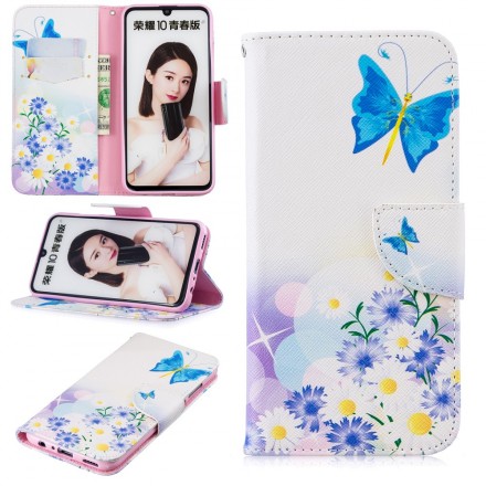 Honor 10 Lite / Huawei P Smart 2019 Hülle Gemalte Schmetterlinge und Blumen