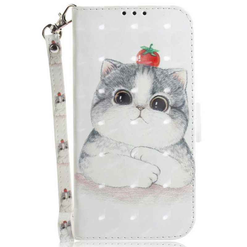 Xiaomi Redmi Note 14S Tasche Katze und Erdbeere mit Riemen