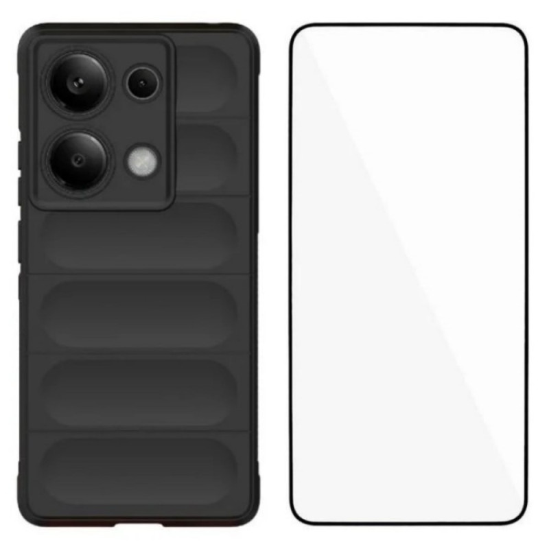 Xiaomi Redmi Note 14S Rutschfestes Cover mit Schutz aus gehärtetem Glas für den Bildschirm