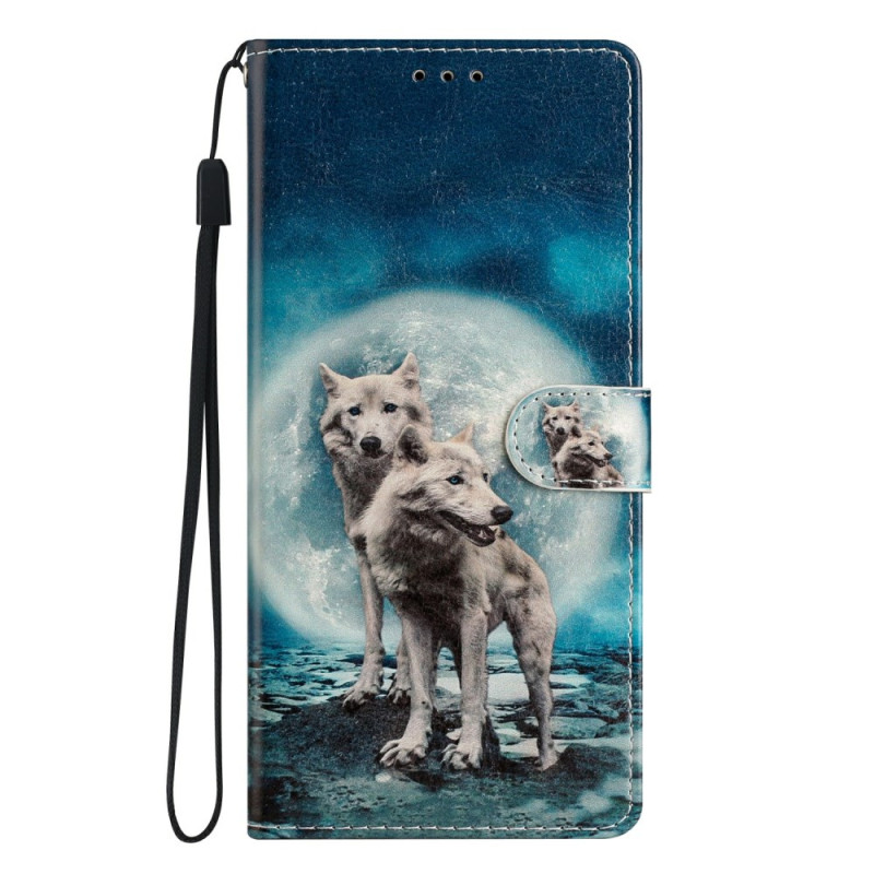 Honor 400 5G (Global) Brieftasche mit Zwei-Wölfe-Motiv