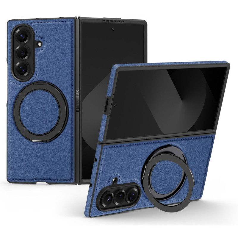 Samsung Galaxy Z Fold 7 Cover Kompatibel MagSafe Lederoptik mit 360° drehbarem Haltering