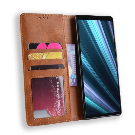 Flip Cover Sony Xperia 1 Vintage Stylished Leather Effect