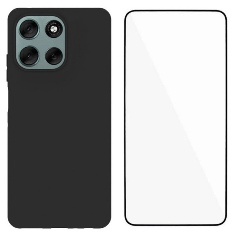 Moto G56 5G Silikonhülle mit Displayschutz aus gehärtetem Glas