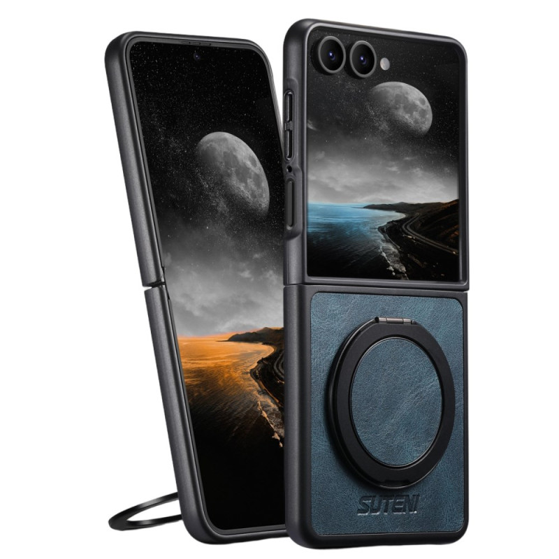 Samsung Galaxy Z Flip 7 Cover Kompatibel MagSafe Leder-Effekt Ring-Halter SUTENI