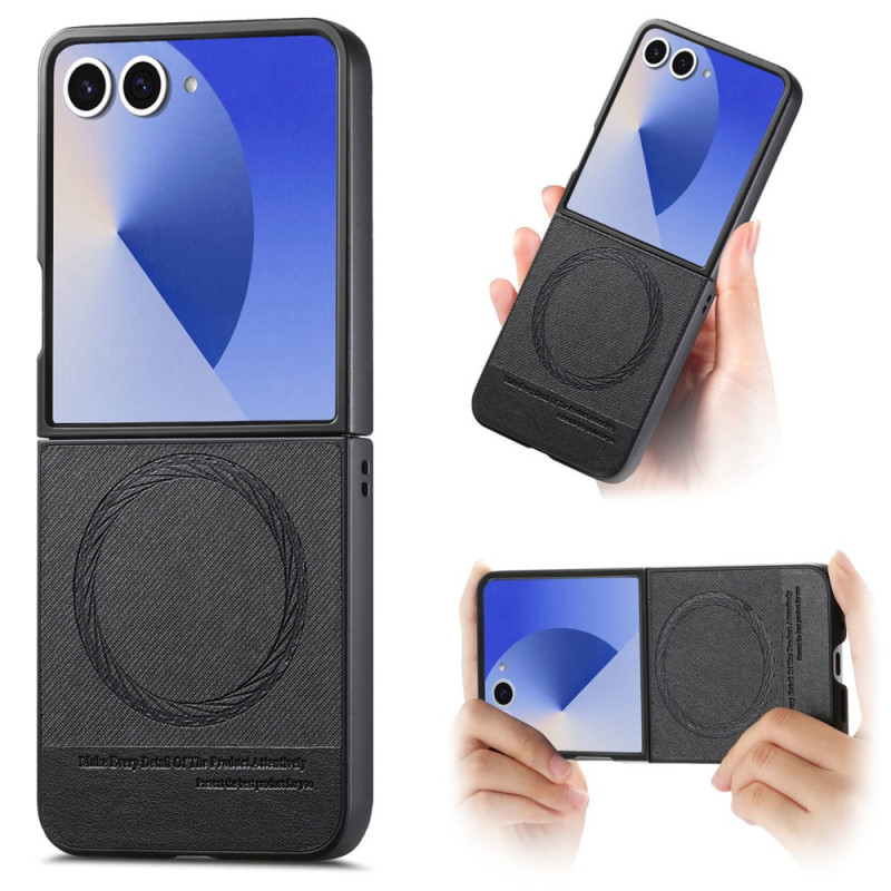 Samsung Galaxy Z Flip 7 Cover Kompatibel MagSafe Leder Texture Jeans