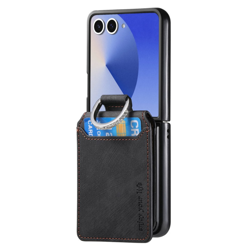 Samsung Galaxy Z Flip 7 Cover Vintage-Effekt Kartenhalter und Halter