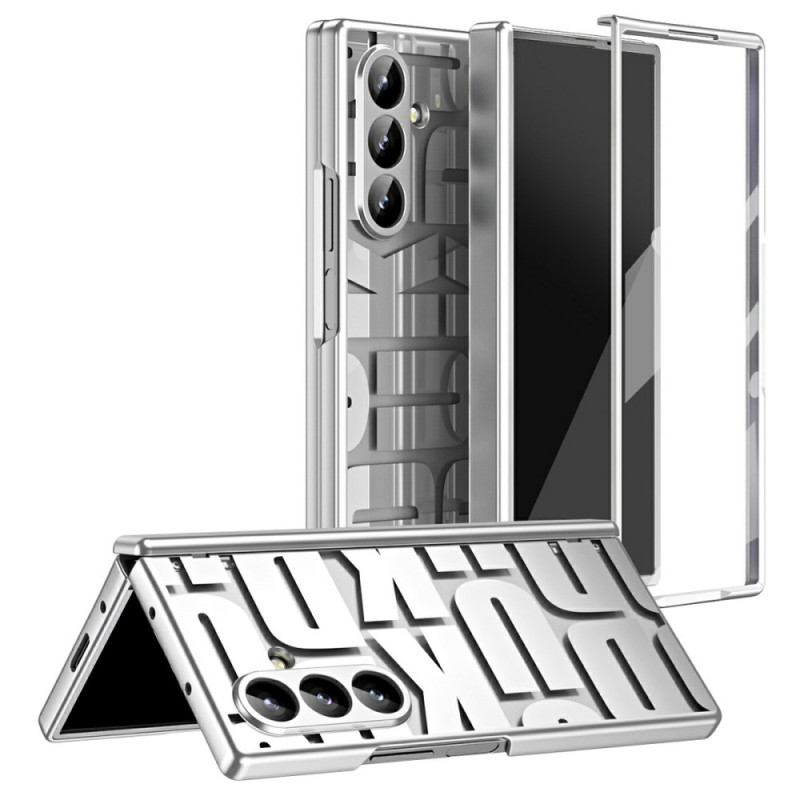 Samsung Galaxy Z Fold 7 Buchstaben Design Cover mit Displayschutz aus gehärtetem Glas