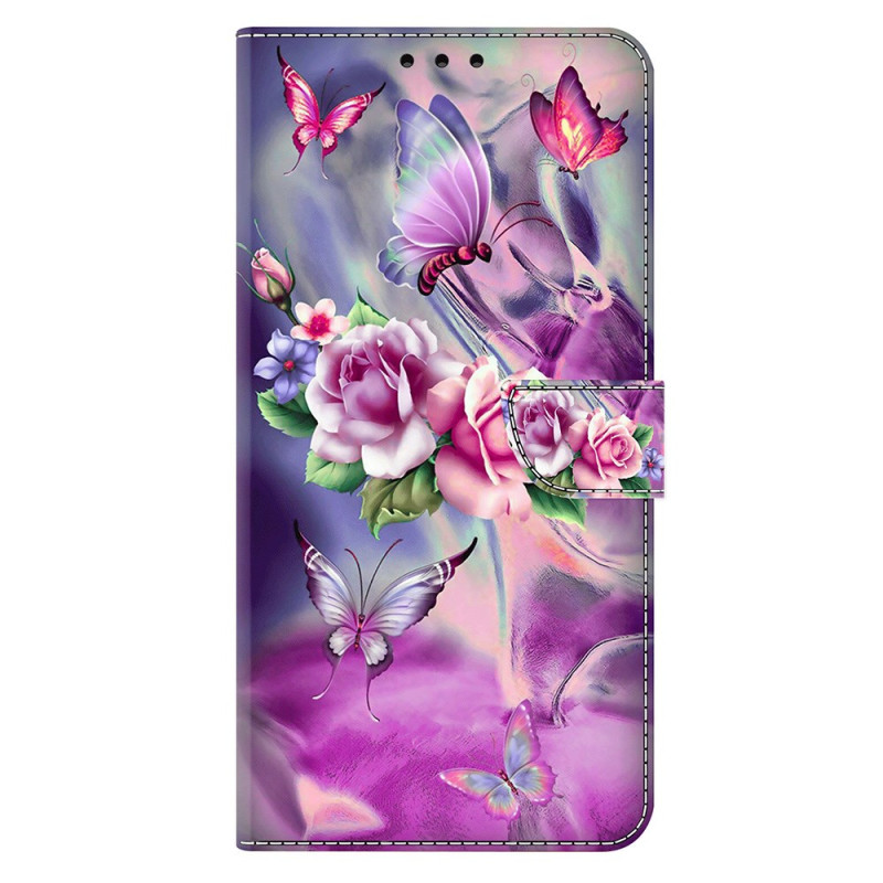Honor 400 Hülle Schmetterlinge und Blumen Trendy Violett