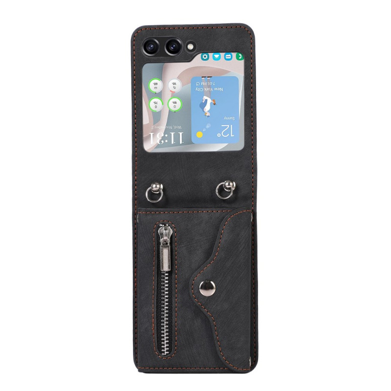 Samsung Galaxy Z Flip 7 Cover Brieftasche mit Riemen und Schulterriemen
