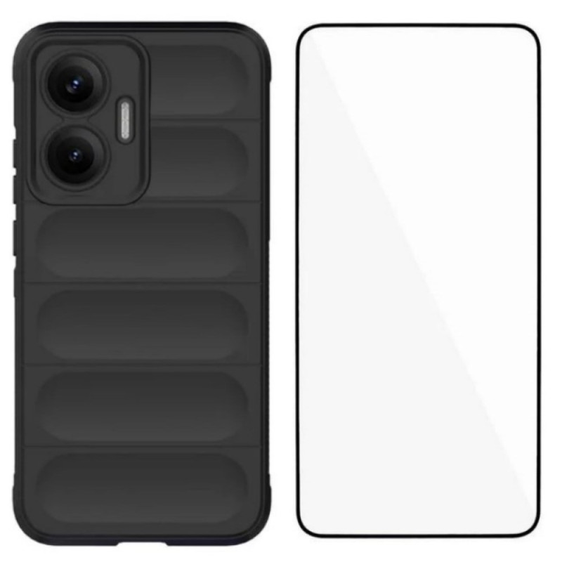 Poco F7 Anti-Rutsch-Schutzhülle mit Displayschutz aus gehärtetem Glas