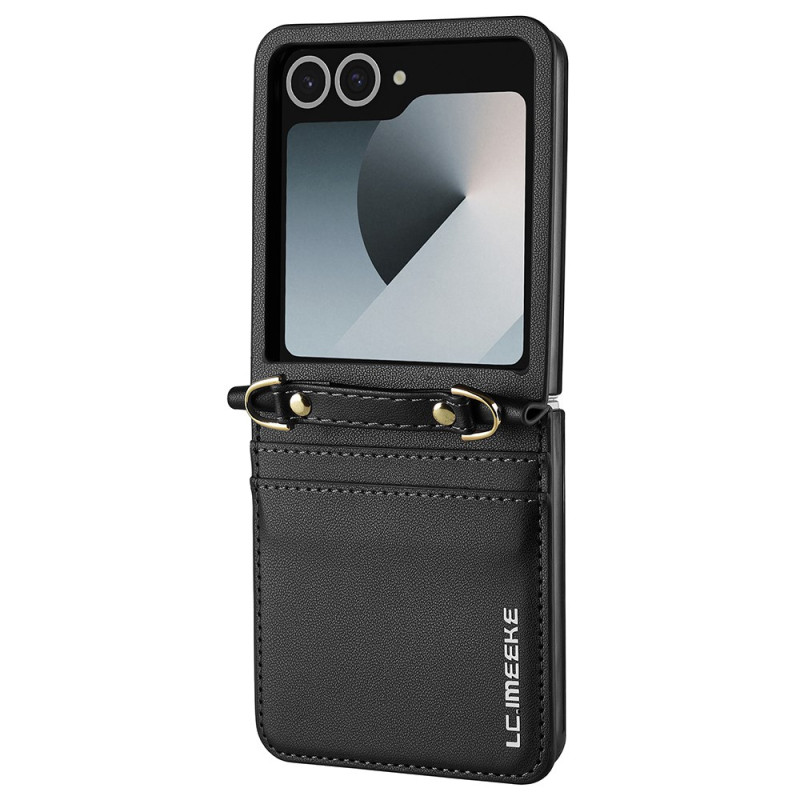 Samsung Galaxy Z Flip 7 5G Style Ledertasche für Kartenhalter und Schulterriemen