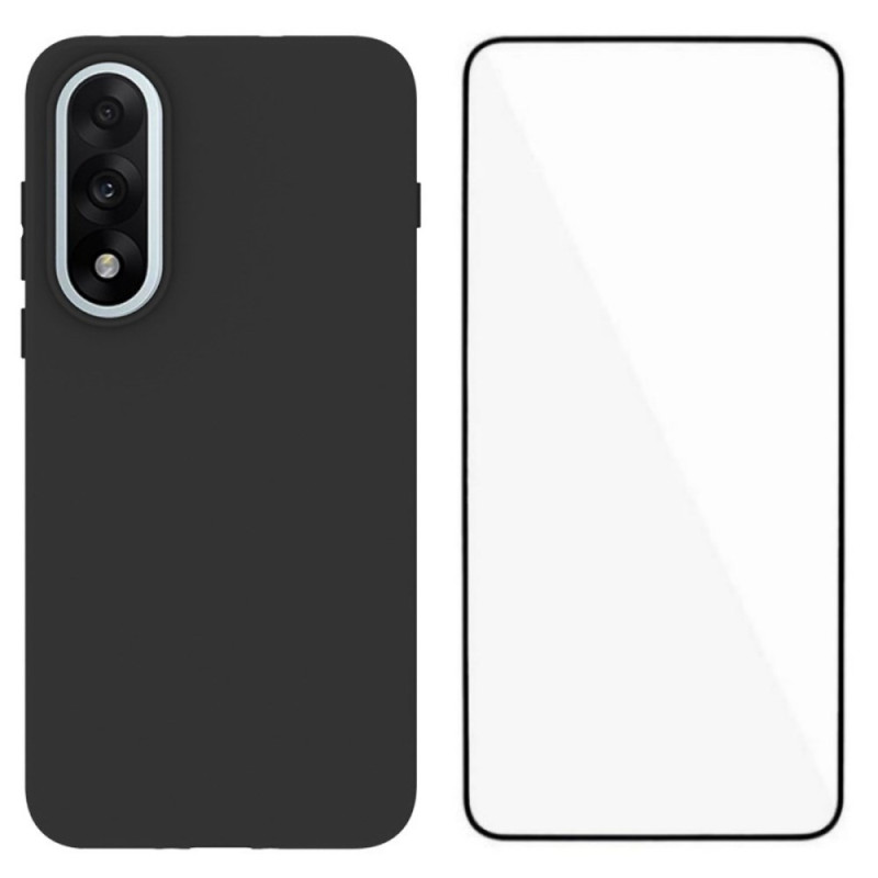 OnePlus Nord 5 Silikonhülle mit Displayschutz aus gehärtetem Glas