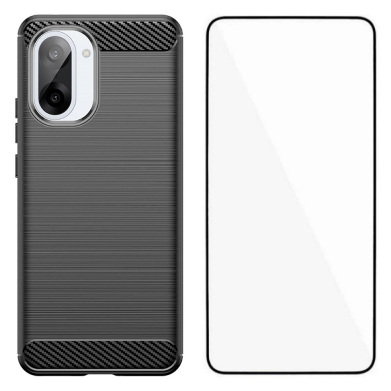 OnePlus Nord CE 5 Cover Gebürstete Kohlefaser mit Bildschirmschutz