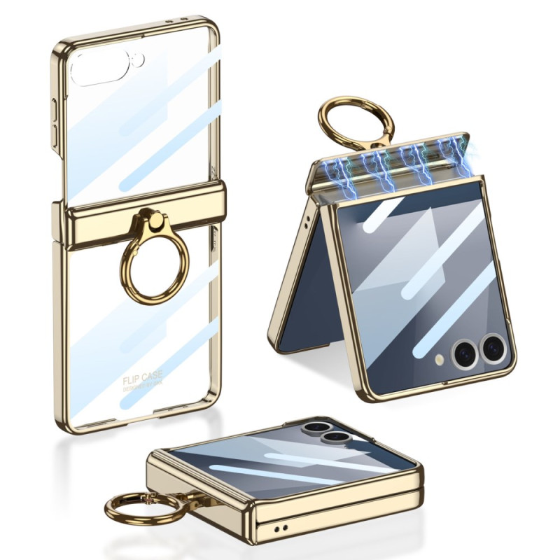 Samsung Galaxy Z Flip 7 Cover Transparent mitHalterung und magnetischem Schutz GKK