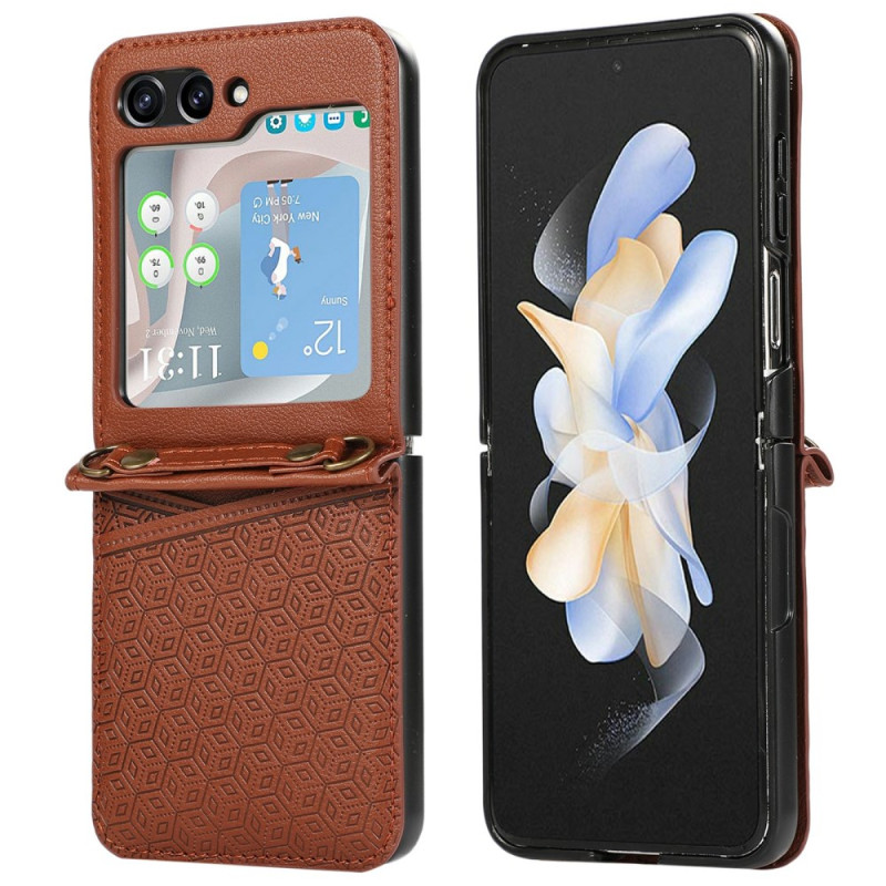 Samsung Galaxy Z Flip 7 Cover Kartenhalter Rhombisches Design