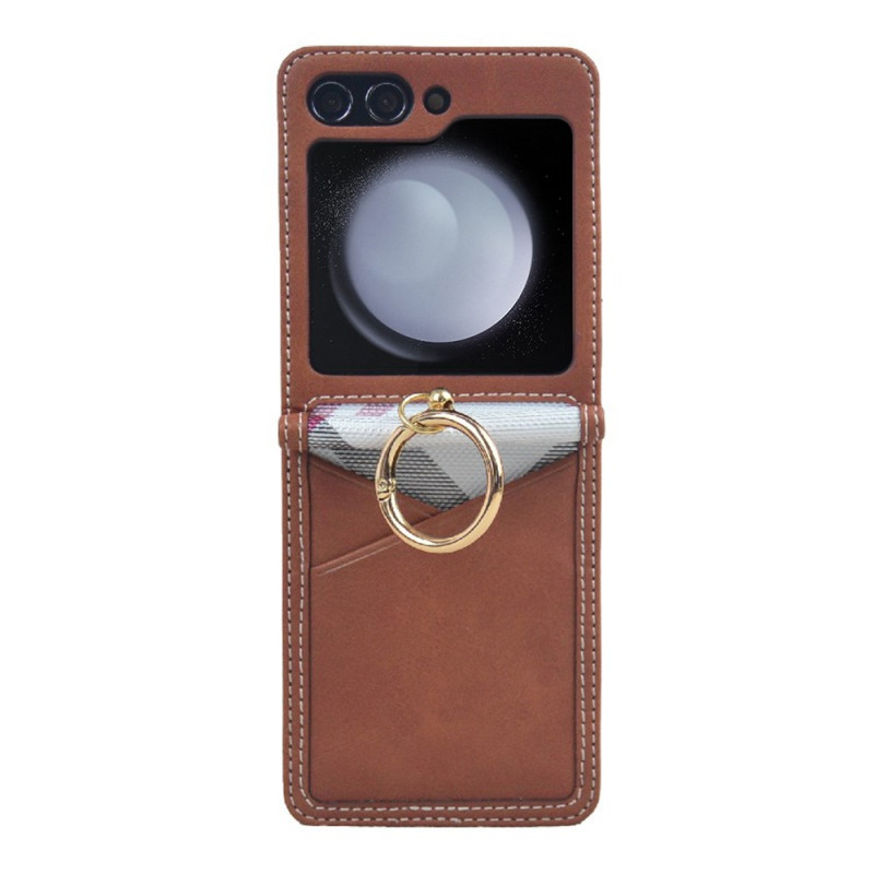 Cover pSamsung Galaxy Z Flip 7 FE / Z Flip 6 Kartenhalter und Ring Metallic