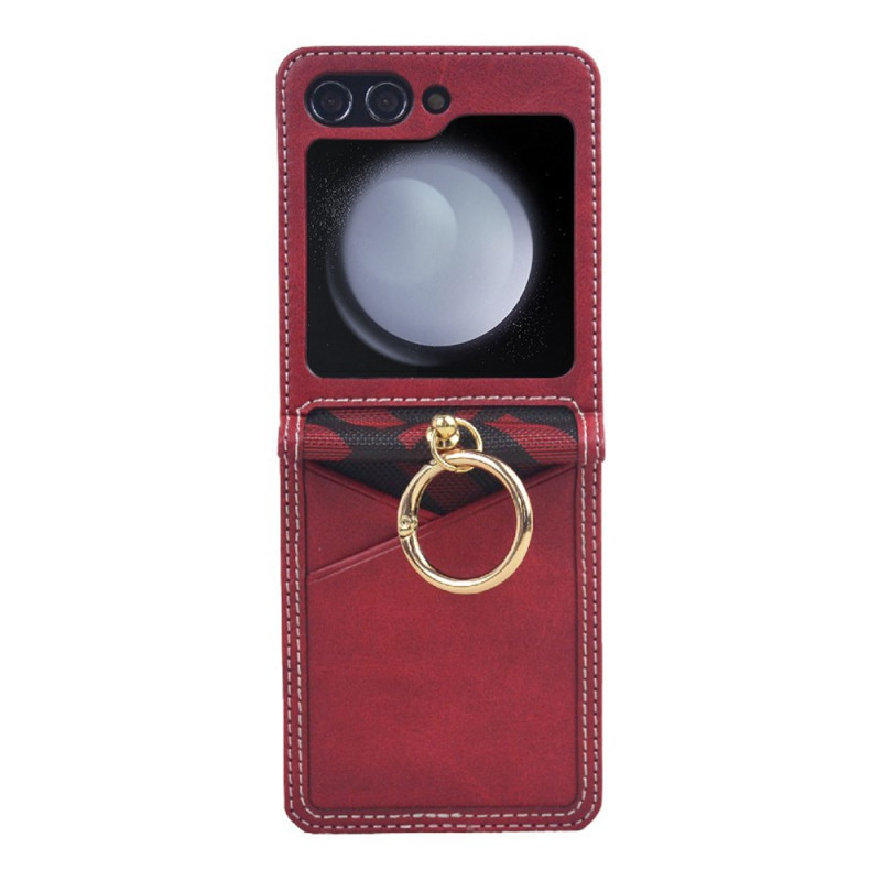 Cover pSamsung Galaxy Z Flip 7 FE / Z Flip 6 Kartenhalter und Ring Metallic