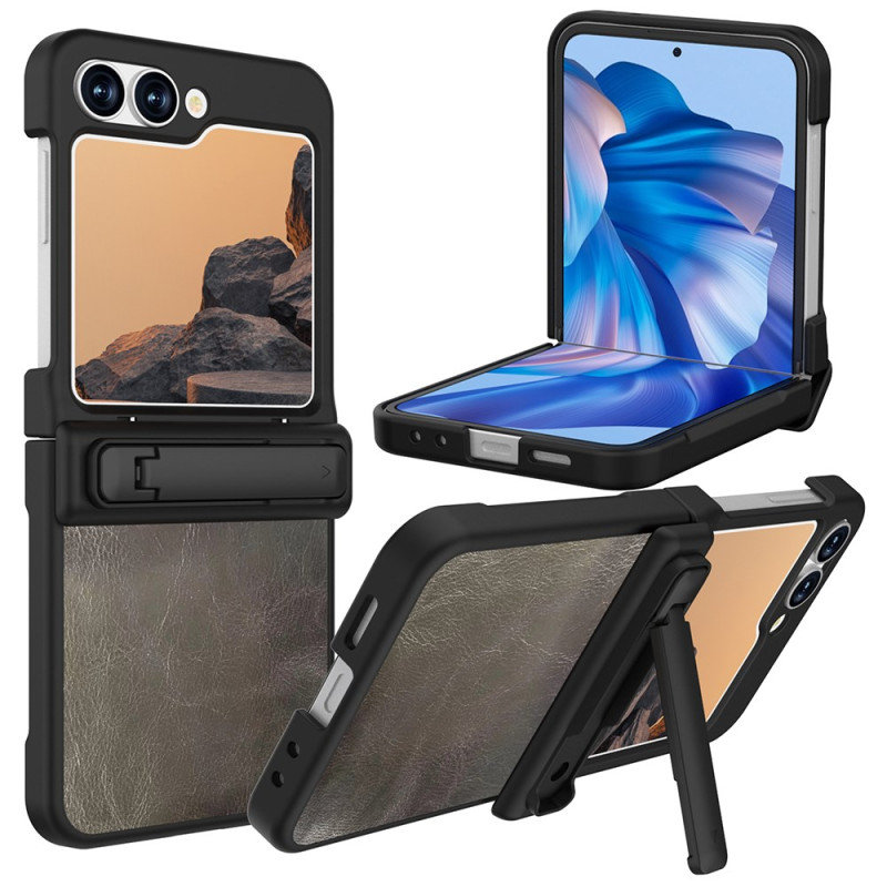 Samsung Galaxy Z Flip 7 FE / Z Flip 6 Cover in Lederoptik mit Halter