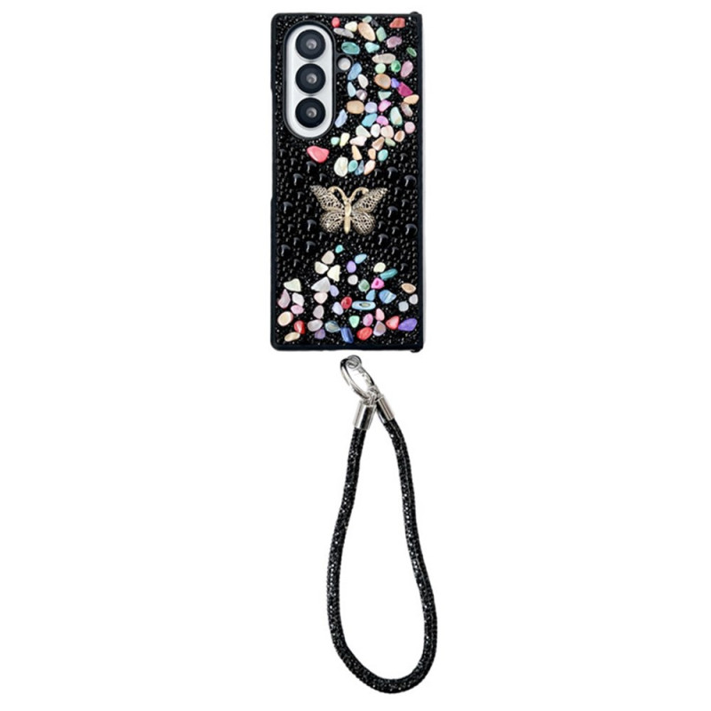 Samsung Galaxy Z Fold 7 Schmetterling Strass Cover mit Riemen