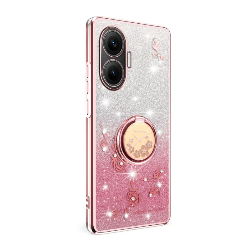 Cover Poco F7 Ring-Ständer Blumen und Strass