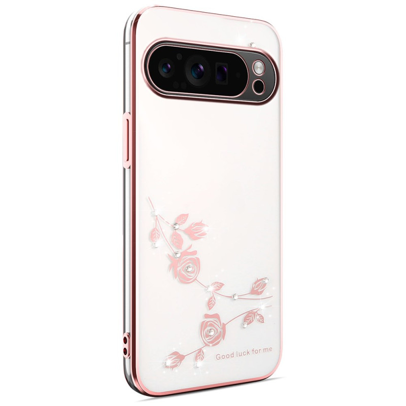 Google Pixel 10 Pro XL Cover Blumen- und Strassdekoration