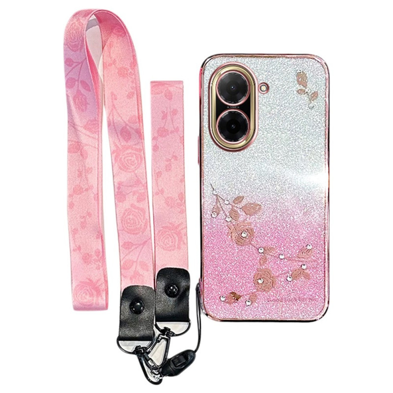 Hülle Poco C71 4G Blumen und Strass und Riemchen KADEM