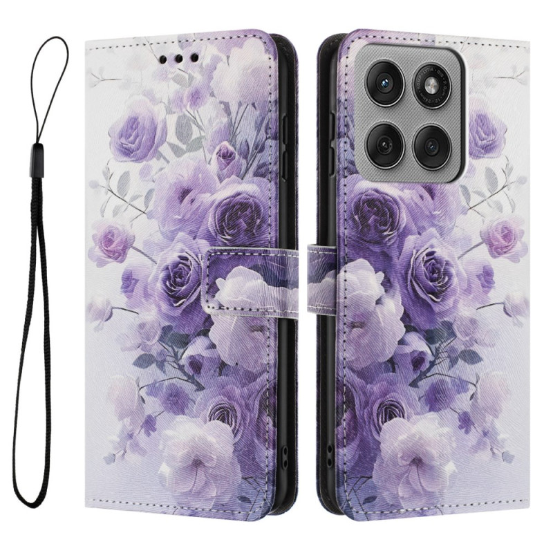 Motorola Edge 60 Pro Hülle Violette Blumen