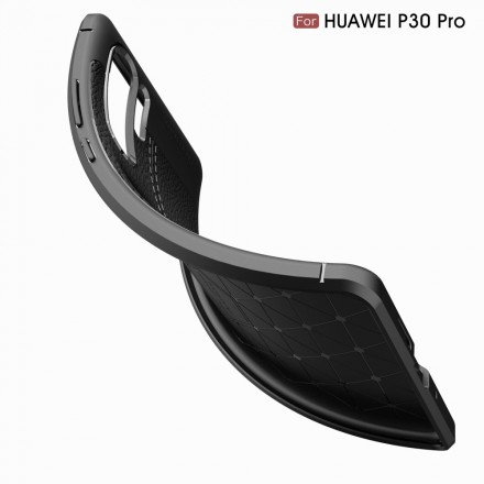 Huawei P30 Plus Cover Lederoptik Litchi Double Line