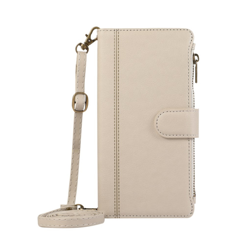 Xiaomi 14T Tasche Brieftasche mit Reißverschluss, Riemen und Schulterriemen
