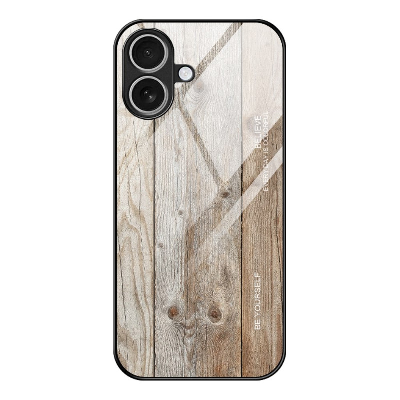 iPhone 17 Hülle aus gehärtetem Glas mit Holzeffekt