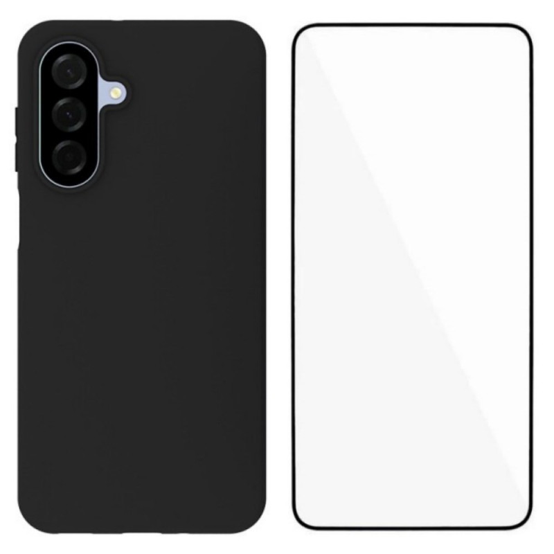 Samsung Galaxy A17 5G Silikonhülle mit Displayschutz aus gehärtetem Glas