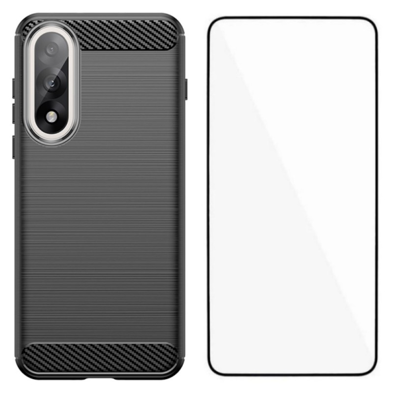 OnePlus Nord 5 Cover Gebürstete Kohlefaser mit Bildschirmschutz