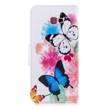 Hülle Samsung Galaxy J4 Plus Gemalte Schmetterlinge und Blumen