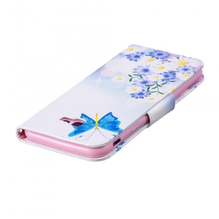 Hülle Samsung Galaxy J4 Plus Gemalte Schmetterlinge und Blumen Hülle Samsung Galaxy J4 Plus Gemalte Schmetterlinge und Blumen