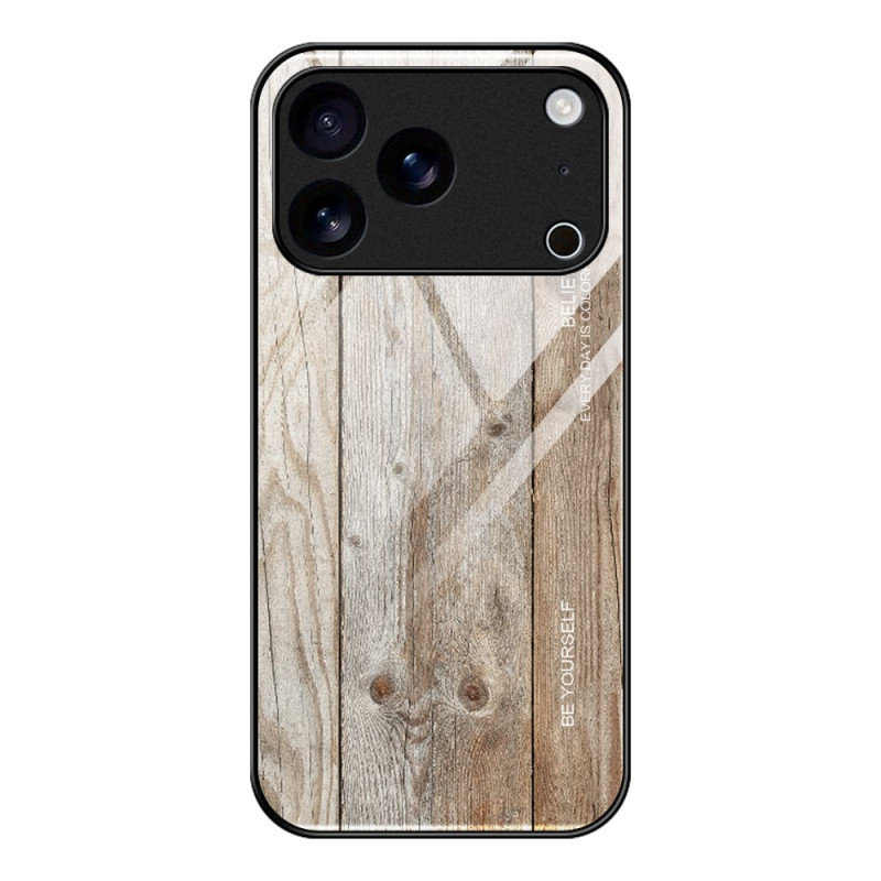 iPhone 17 Pro Max Hülle aus gehärtetem Glas mit Holzeffekt