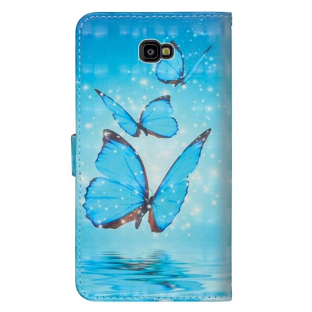 Hülle Samsung Galaxy J4 Plus Blaue Schmetterlinge Fliegendes