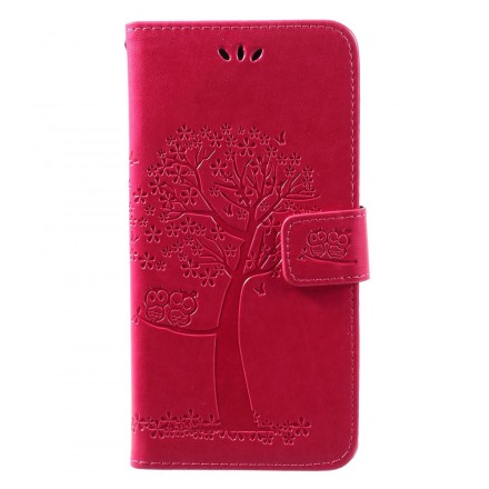 Huawei Y7 2019 Baum und Eulen Tasche mit Riemen