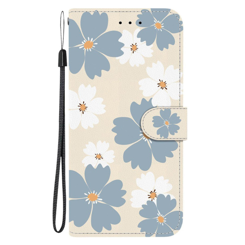 Xiaomi Redmi 15C 4G / 5G / Poco C85 Hülle Blumen Grau und Weiß