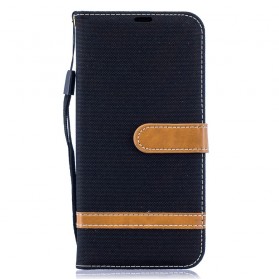 Samsung Galaxy A50 Stoff & Lederoptik Tasche mit Riemen