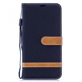 Huawei Y7 2019 Stoff & Lederoptik Tasche mit Riemen