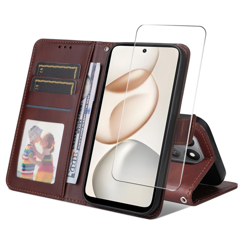 Honor 400 Smart Kunstlederhülle mit Displayschutz aus gehärtetem Glas