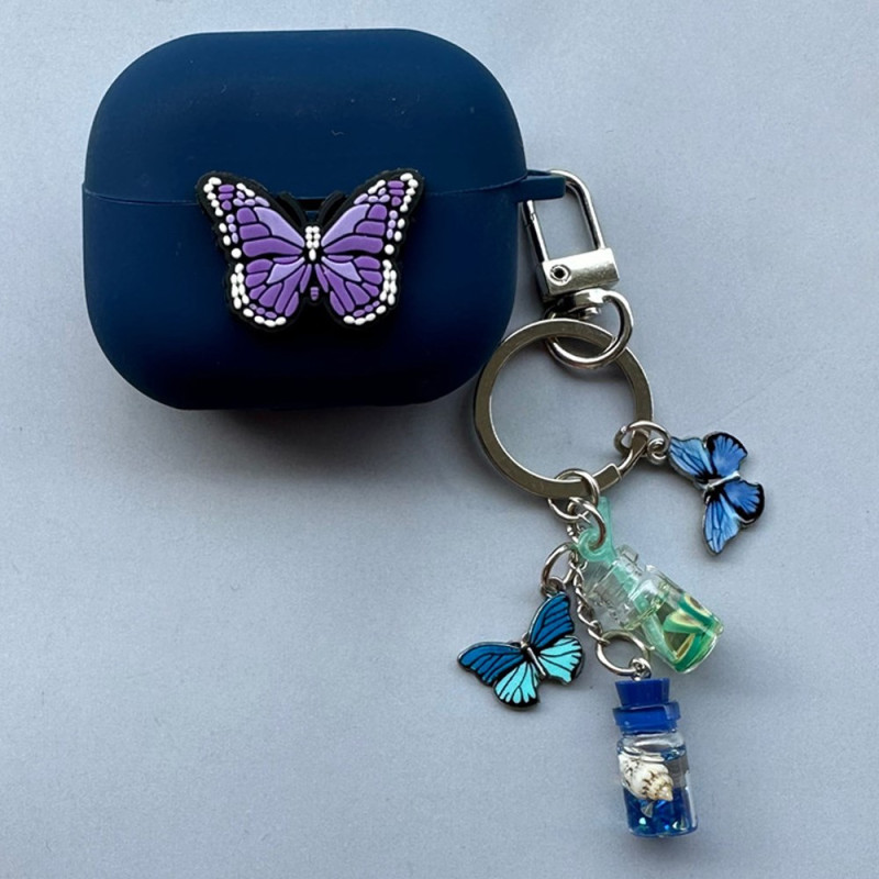 Sammsung Galaxy Buds3 Pro / Buds3 Schmetterling Lila Cover mit Anhänger