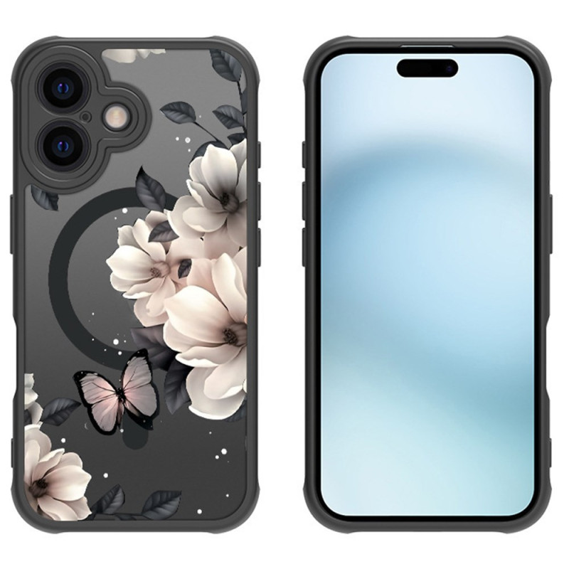 Magsafe iPhone 16 Plus Cover Blumen und Schmetterlinge