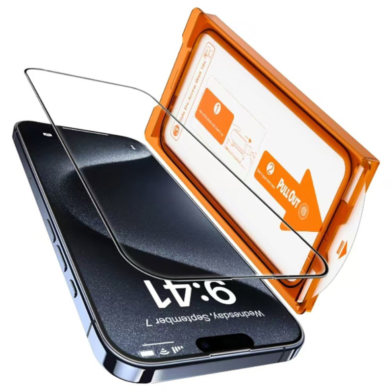iPhone Displayschutz aus gehärtetem Glas 15 Installationswerkzeug
