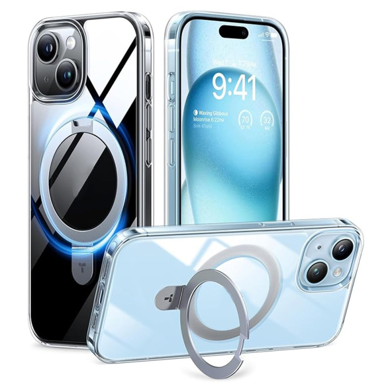 Transparentes iPhone 15 Plus Cover mit Premium Design Ständer