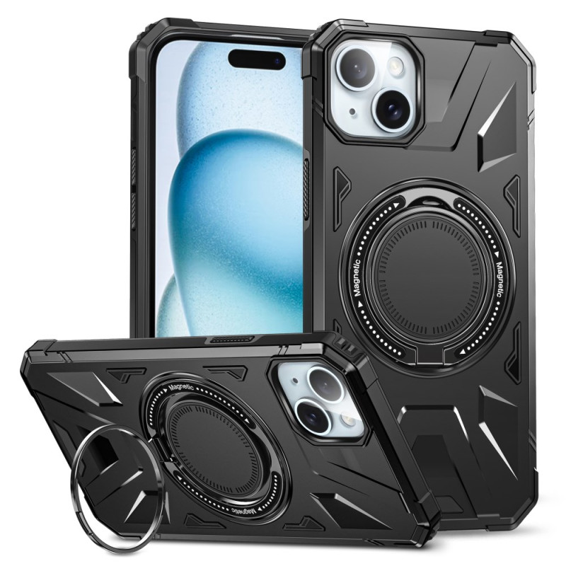 MagSafe iPhone 15 Plus Cover mit integriertem Halter in Metalloptik