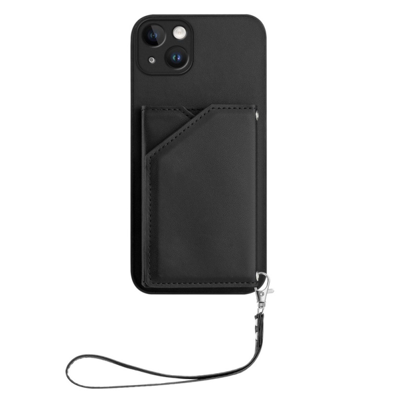 iPhone 15 Plus Cover in Wildlederoptik Kartenhalter und Umhängeband