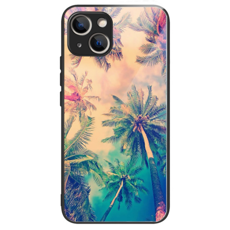 iPhone 15 Plus Skin aus gehärtetem Glas Palmen